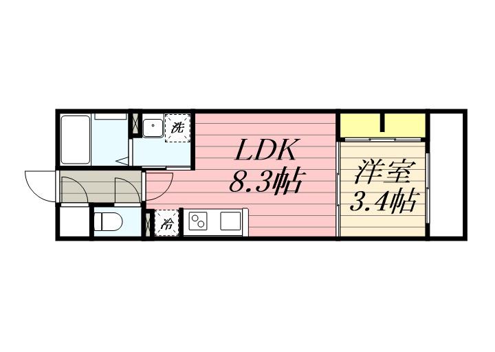 S-RESIDENCE医大南ALTIER(1LDK/2階)の間取り写真
