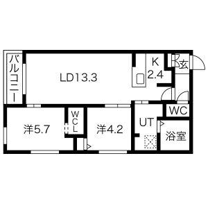 GEレジデンス琴似 GAー琴似2ー7MS A棟(2LDK/2階)の間取り写真
