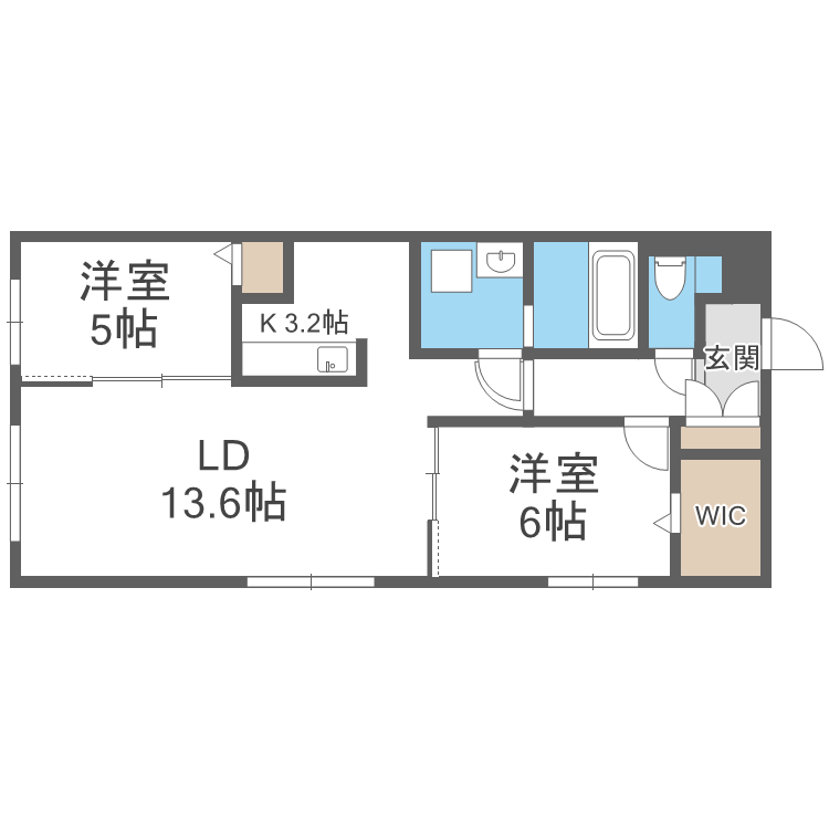 THE MODERN 伏見(2LDK/1階)の間取り写真