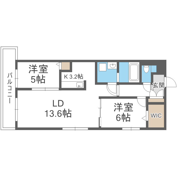 THE MODERN 伏見(2LDK/2階)の間取り写真