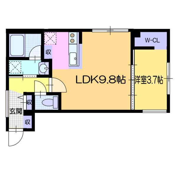 エンノレジデンスS8(1LDK/4階)の間取り写真