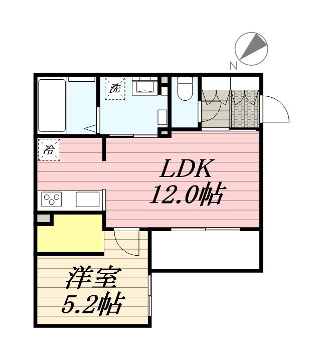 エフュート二十四軒(1LDK/1階)の間取り写真