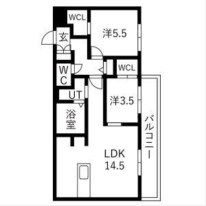 PINE HILLS北23条(2LDK/2階)の間取り写真