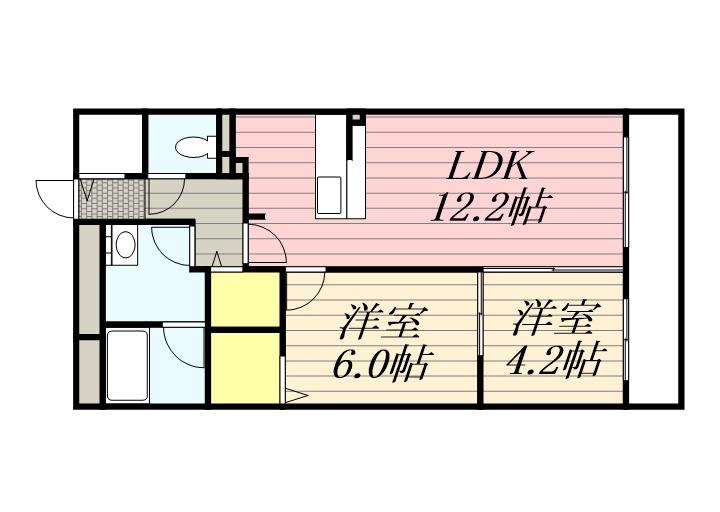 公園通ハイム(2LDK/3階)の間取り写真