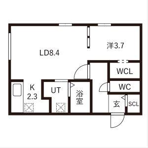 YORI N22(1LDK/1階)の間取り写真