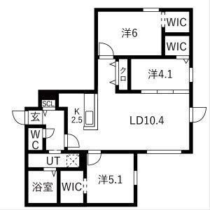 TS COURT ウエスト13読みティーエスコートウエスト1(3LDK/1階)の間取り写真