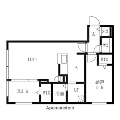 アルファレジデンス麻生(2LDK/3階)の間取り写真