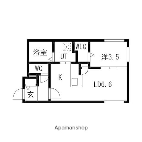アルファレジデンス麻生(1LDK/2階)の間取り写真
