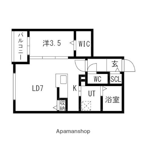 アルファレジデンス麻生(1LDK/4階)の間取り写真
