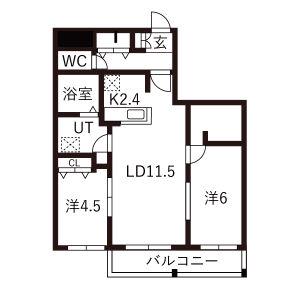 SOLEIL元町(2LDK/4階)の間取り写真