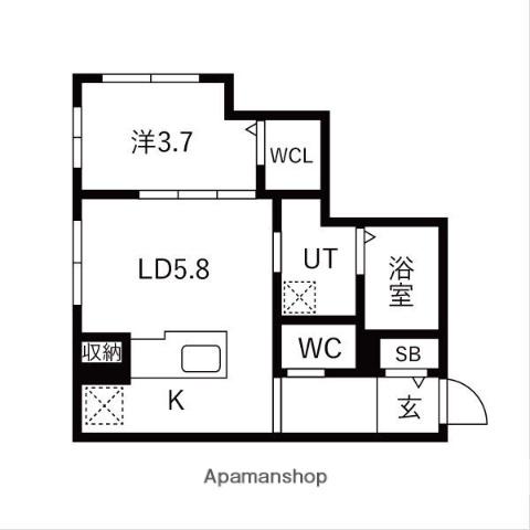 MAISON RIEL 東区役所前(1LDK/2階)の間取り写真