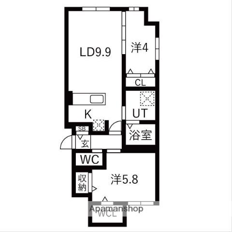 MAISON RIEL 東区役所前(2LDK/5階)の間取り写真