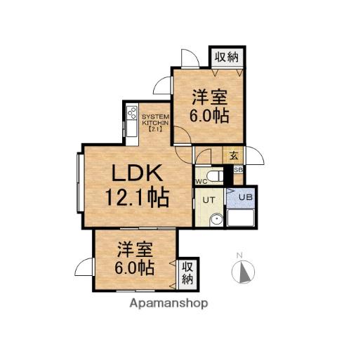 クオーレ(2LDK/3階)の間取り写真