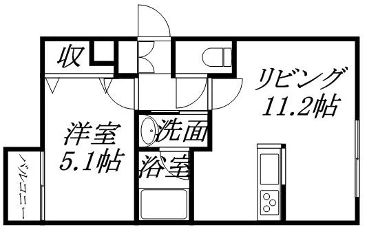 CITY-MODE・N25(1LDK/2階)の間取り写真