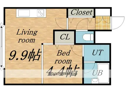 ダイアパレス北34条(1LDK/9階)の間取り写真