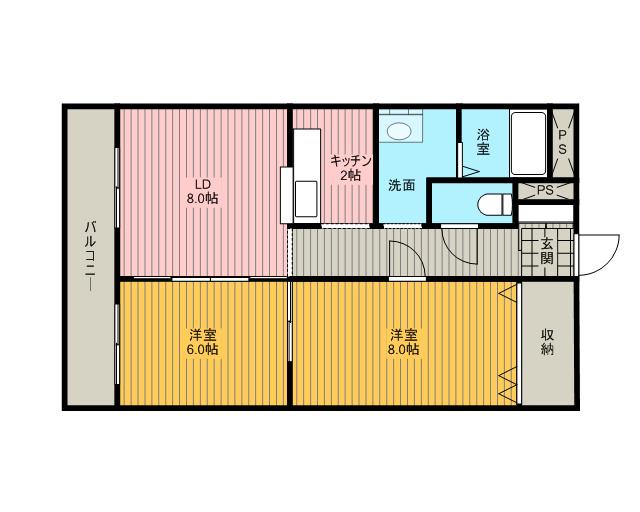 シャルル壱番館(2DK/3階)の間取り写真