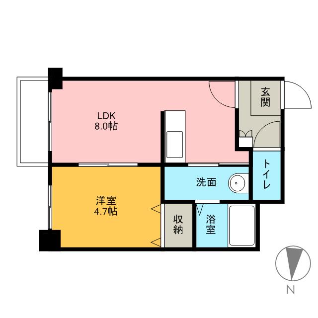 シュクル医大南(1LDK/2階)の間取り写真