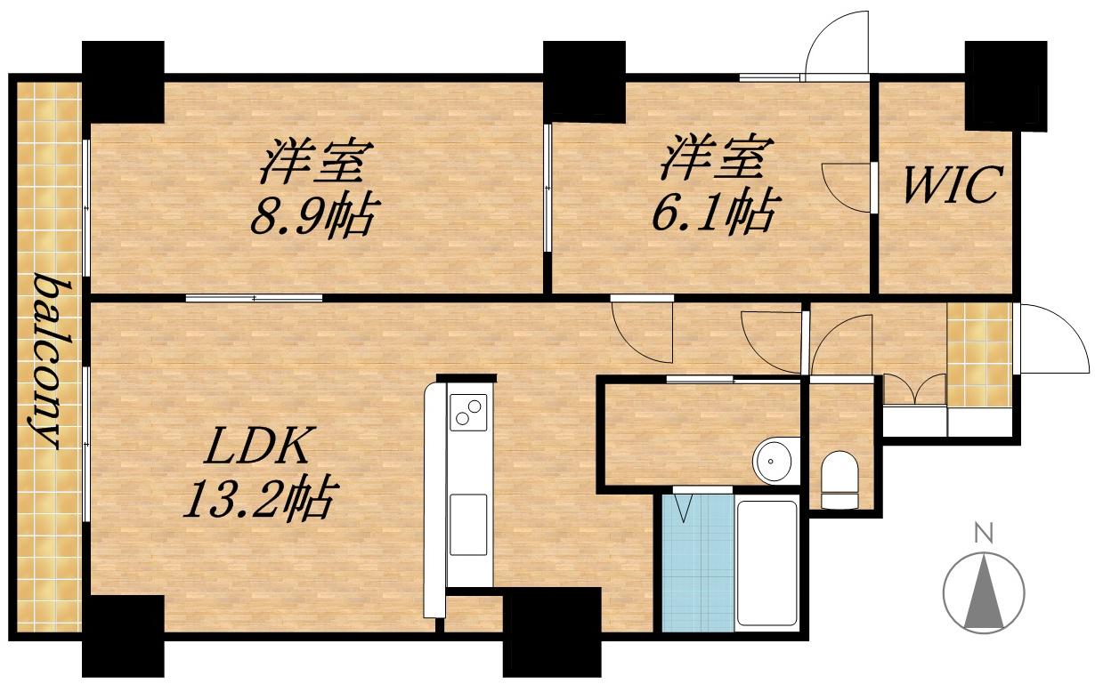 ディアコート69(2LDK/5階)の間取り写真