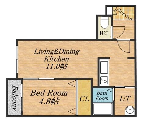 MTガーデン琴似A棟(1LDK/1階)の間取り写真