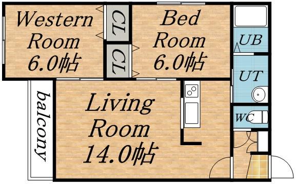 メトロガーデン(2LDK/2階)の間取り写真