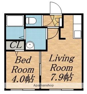 エヴァンスコート南1条(1DK/4階)の間取り写真