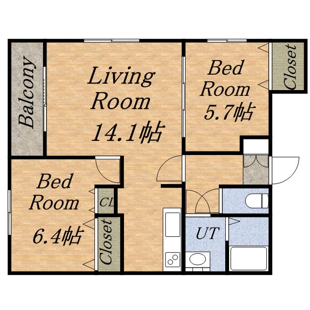 アビタ発寒1(2LDK/2階)の間取り写真