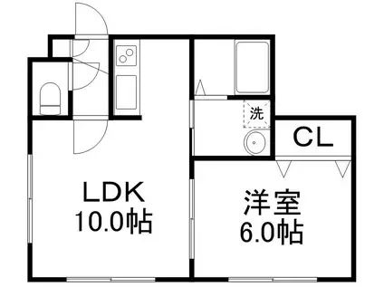 グレイ山花(1LDK/2階)の間取り写真