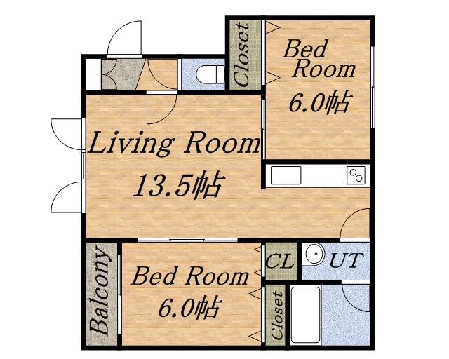ASC2000(2LDK/2階)の間取り写真