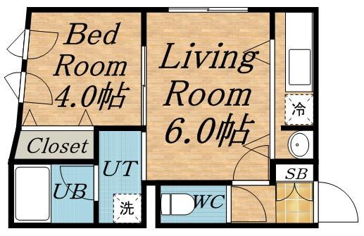 ブランノワール西町南(1DK/3階)の間取り写真