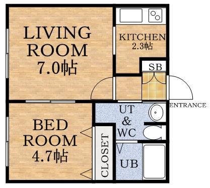 プランドール西町(1LDK/2階)の間取り写真