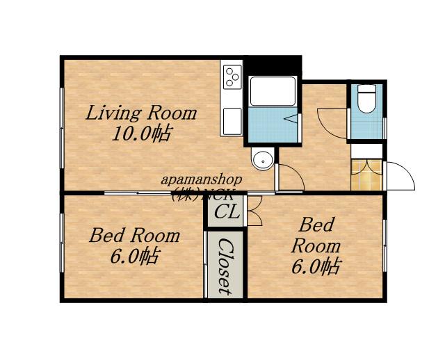 コーポ水口(2LDK/3階)の間取り写真