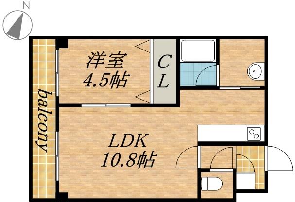 セントポーリア拾番館(1LDK/2階)の間取り写真