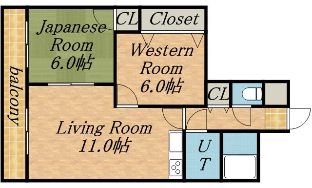 サンシャイン円山(2LDK/5階)の間取り写真