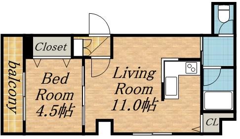 カサール・ガルシア(1LDK/3階)の間取り写真