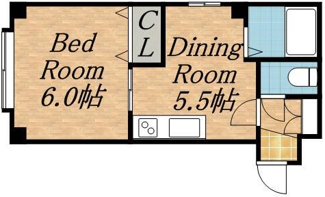 スカイパーク10・9(1DK/2階)の間取り写真