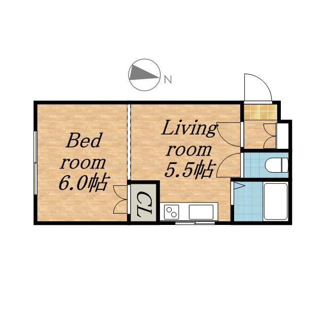 スカイパーク10・9(1DK/2階)の間取り写真