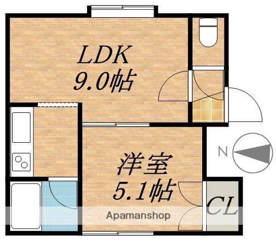 ゴールデンハイム中島公園(1DK/2階)の間取り写真