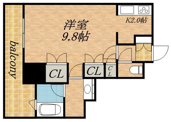 グランカーサ裏参道(1K/6階)の間取り写真