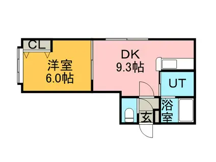 ティアラ澄川第Ⅱ(1LDK/3階)の間取り写真