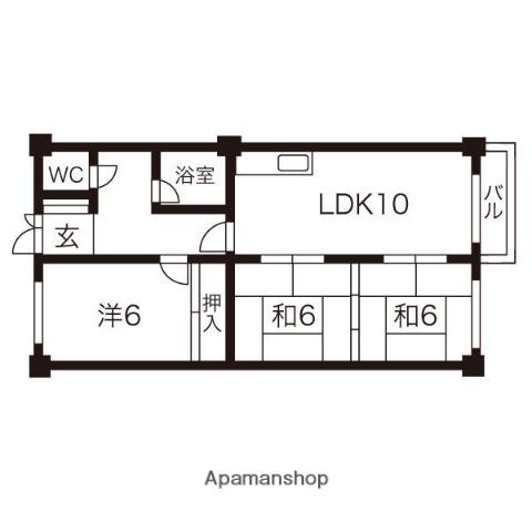 第6ナベビル(2LDK/2階)の間取り写真