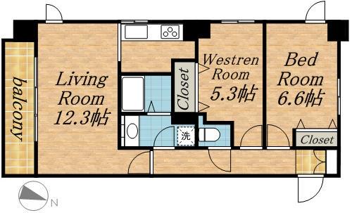 JP NOIE 円山表参道(2LDK/9階)の間取り写真