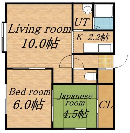 スカイハイツⅡ(2LDK/1階)の間取り写真