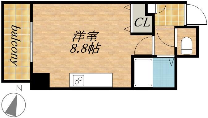 ウエスト10(ワンルーム/8階)の間取り写真