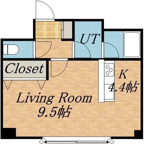 ベンビル(1K/4階)の間取り写真