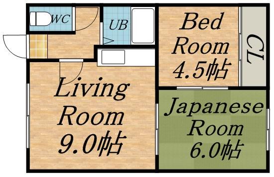 リバーグリーンNⅡ(2DK/2階)の間取り写真