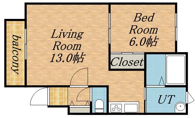 コンフォート南24条(1LDK/1階)の間取り写真