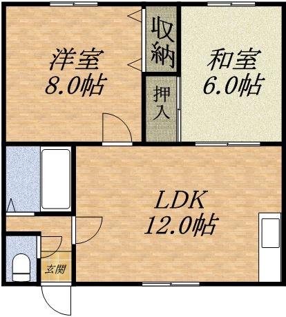 マンション正冨(2LDK/2階)の間取り写真