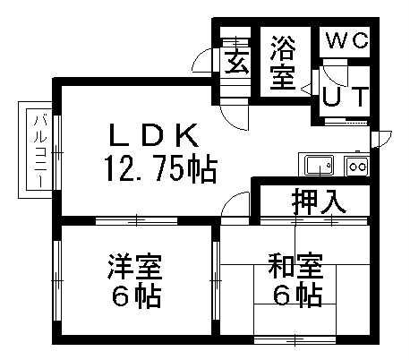 ウィンディア藻岩(2LDK/2階)の間取り写真