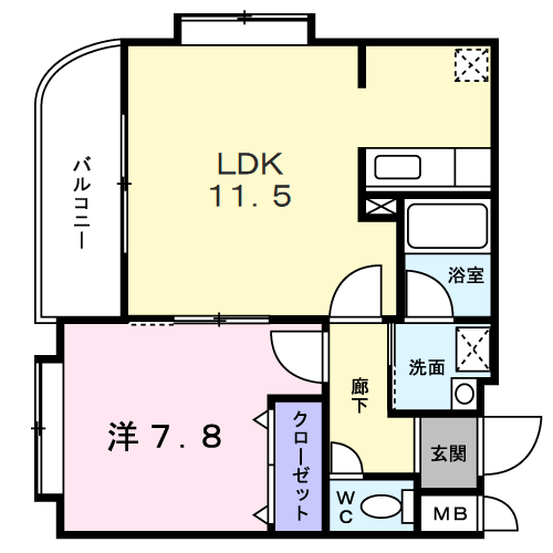 OPUS512(1LDK/2階)の間取り写真