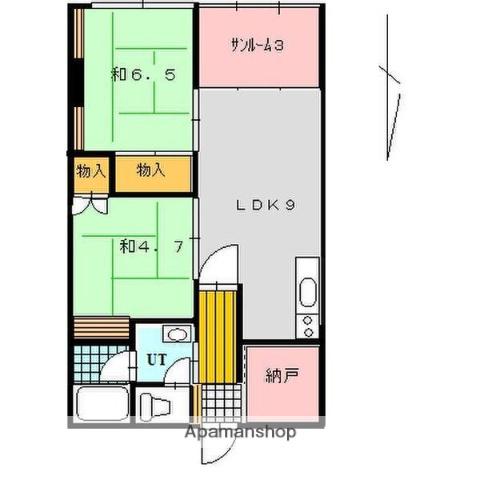 カサマコーポラス(2LDK/6階)の間取り写真